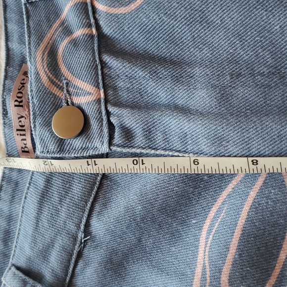 Bailey Rose Blue with Pink Bow Pattern, Wide Leg Sz. M Blue Jeans - Picture 6 of 12